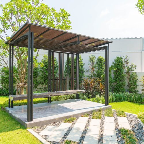 empty pavilion in garden - boost up color processing